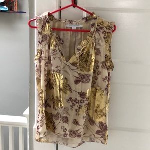 DVF GOLD AND PURPLE GLITTERY SLEEVELESS BLOUSE